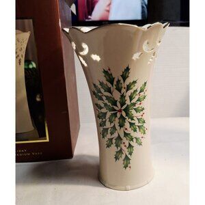 Lenox Holiday Pierced Medium Vase 9" Dimension Collection Christmas  NIB